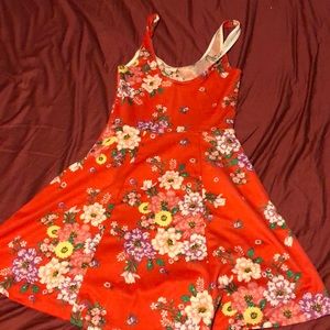 Red floral sun dress